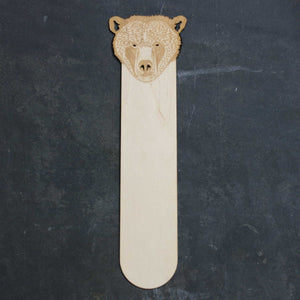 Wooden bookmark with a bear head design
