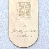 Jimagination Creations tag on reverse of bookmark with the Made-In-Cornwall logo