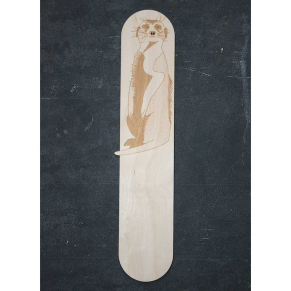 Wooden bookmark with a sitting meerkat design