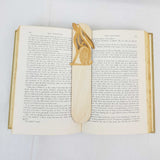 hare bookmark shown being used in a book