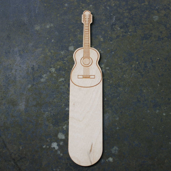 Wooden bookmark with an accoustic guitar design