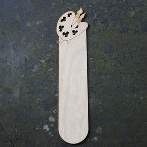 Wooden bookmark with an artists pallette design