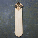 Wooden bookmark with a Celtic quad-knot design