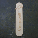 Wooden bookmark with a Cornwall map design