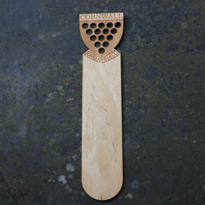Wooden bookmark with a Cornwall shield logo design