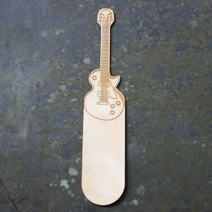 Wooden bookmark with an electric guitar design