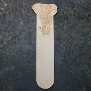 Wooden bookmark with an elephant design
