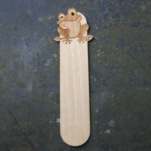 Wooden bookmark with a frog design