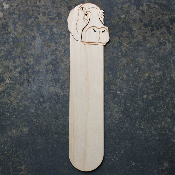 Wooden bookmark with a hippo design