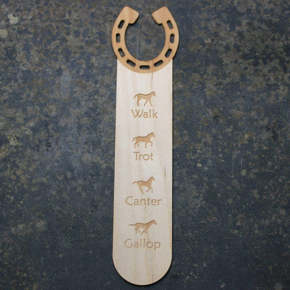 Wooden bookmark with a horseshoe design