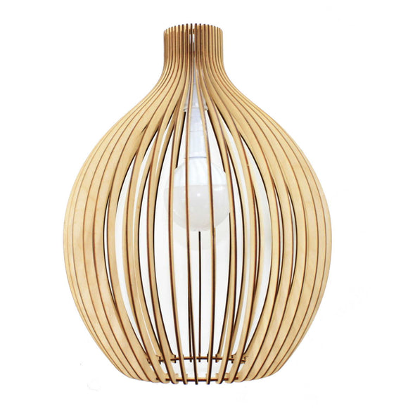 wooden lampshade in a rosebud shape