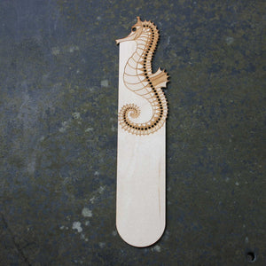 Wooden bookmark with a seahorse design