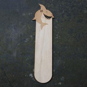 Wooden bookmark with a shark design