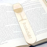 bookclub bookmark shown in a book