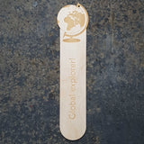 Global traveller wooden bookmark of a world globe design